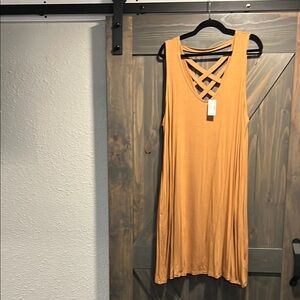 Orange Sleeveless Dress with Crisscross Back